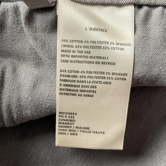 L'AGENCE Women's Margot High Rise Light Gray Skinny Jeans, size 30 - Picture 7 of 11